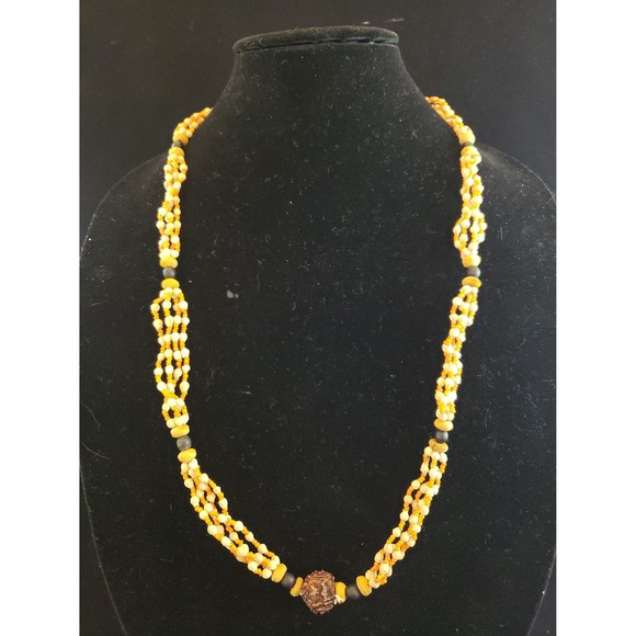 Vintage Boho Unsigned Wooden and Plastic Beads Necklace, Statement Piece - Picture 1 of 9